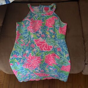 Lilly Pulitzer Girls Bright Floral Halter Dress in Blue, Pink, Green